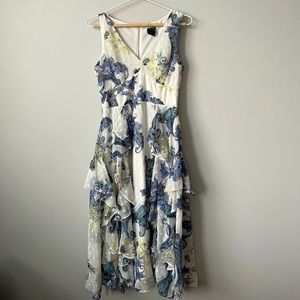 Gabby Skye Paisley Print Ruffled Sleeveless Midi Dress Size 6